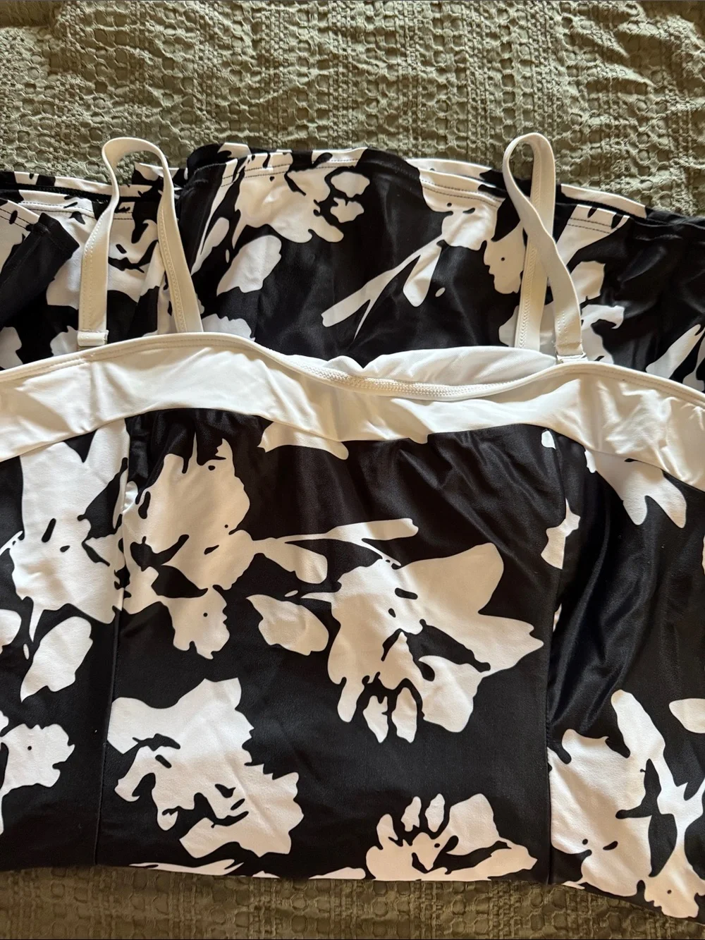 Black & White Floral One-Piece Swimdress